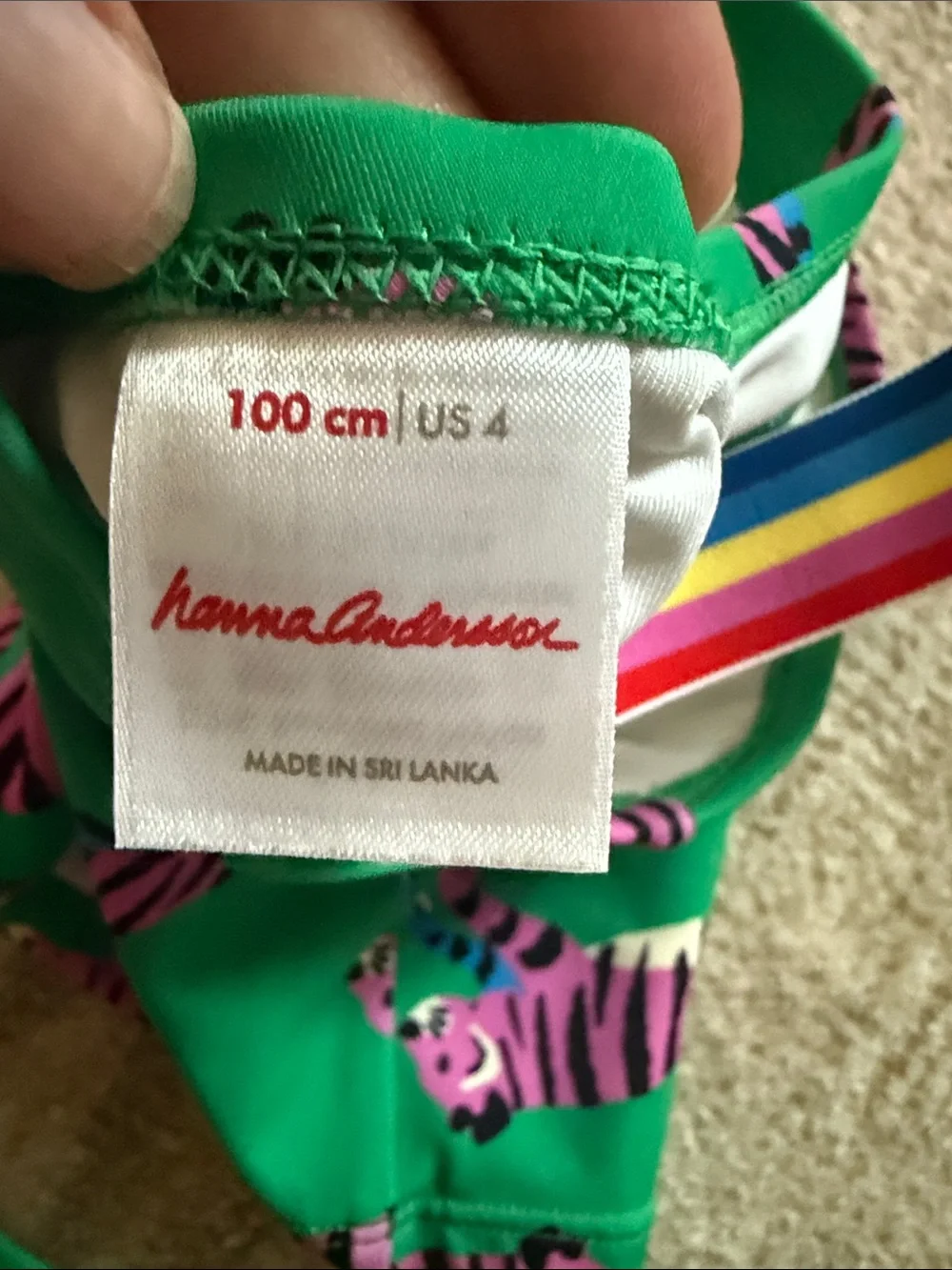 Hanna Andersson Green Tiger Print Girls' Two-Piece Swim Set size 4
